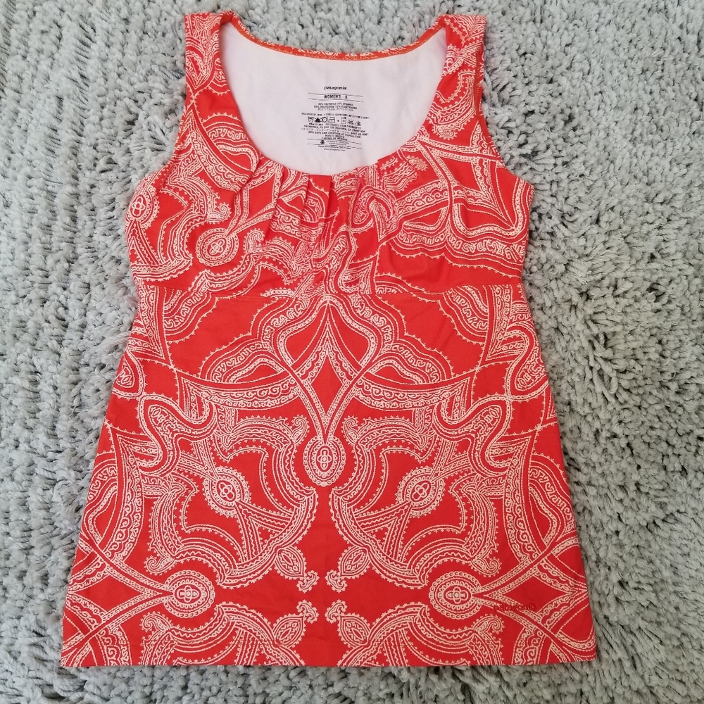 Patagonia Orange and White Empire Waist Tank Size Small